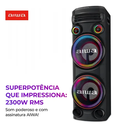 ⚡ últimas unidades | Torre de Som AIWA RGB T2W-02 2300W Woofers 10 Bluetooth - 2