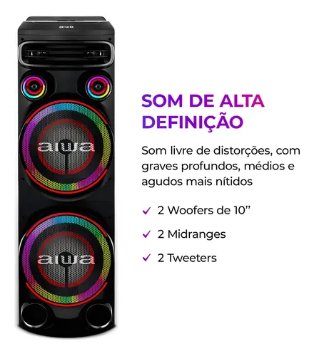 ⚡ últimas unidades | Torre de Som AIWA RGB T2W-02 2300W Woofers 10 Bluetooth - 3