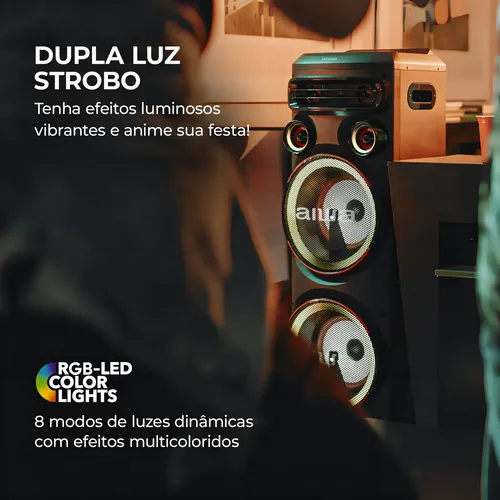 ⚡ últimas unidades | Torre de Som AIWA RGB T2W-02 2300W Woofers 10 Bluetooth - 4